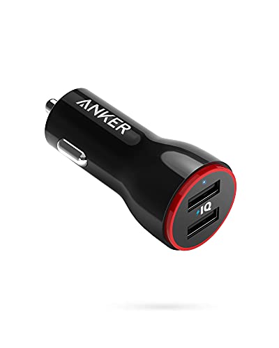 Anker Car Charger, Mini 24W 4.8A Metal Dual USB Car Charger, PowerDrive 2 Alloy Flush Fit Car Adapter with Blue LED, for iPhone XR/Xs/Max/X/8/7/Plus, iPad Pro/Air 2/Mini, Galaxy, LG, HTC and More